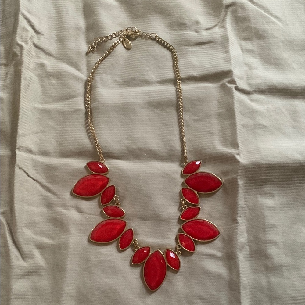 Elegant Gold and Red Statement Necklace